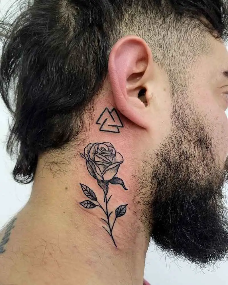 Black Rose Neck Tattoo 3