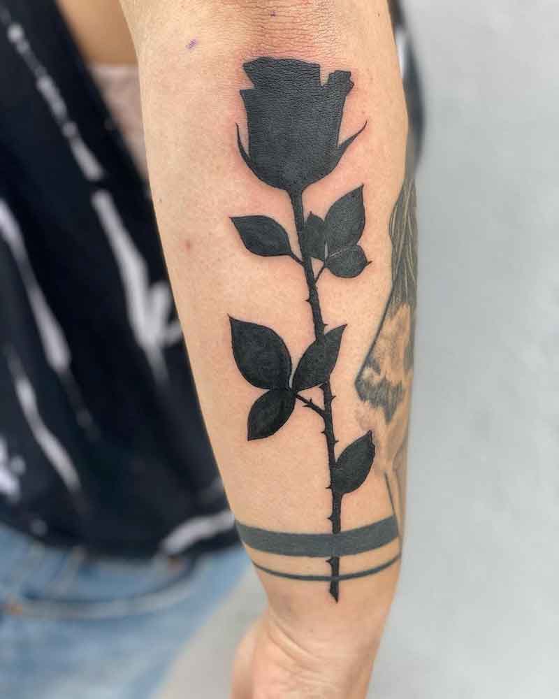 Black Rose Silhouette Tattoo 3