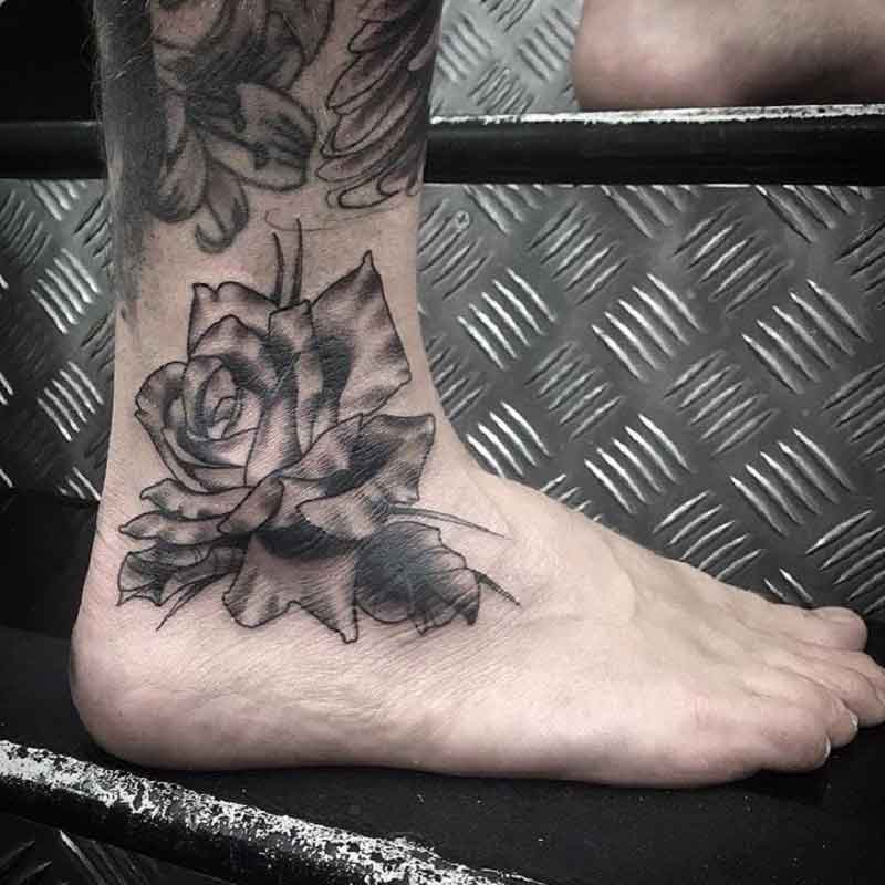 Black Rose Tattoo On Ankle 3