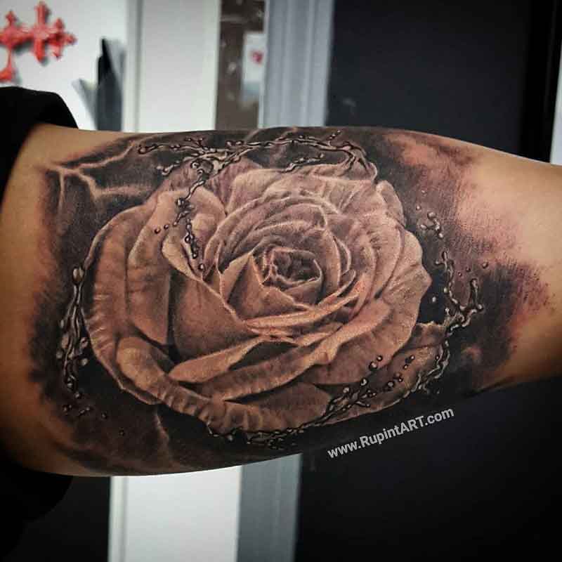 Black Rose Tattoo With Water 1