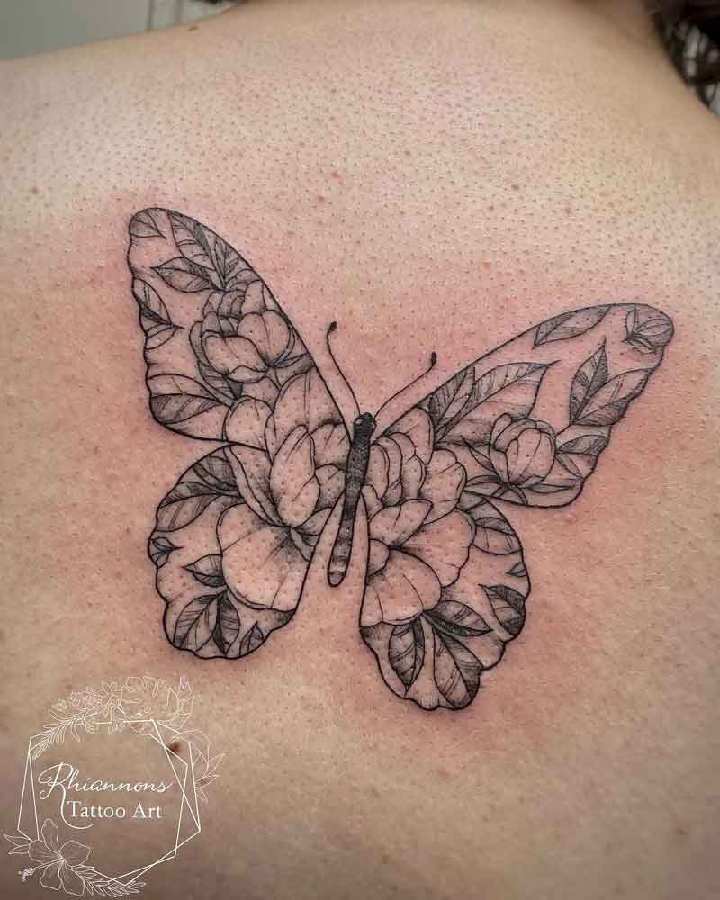Butterfly Peony Tattoo 1
