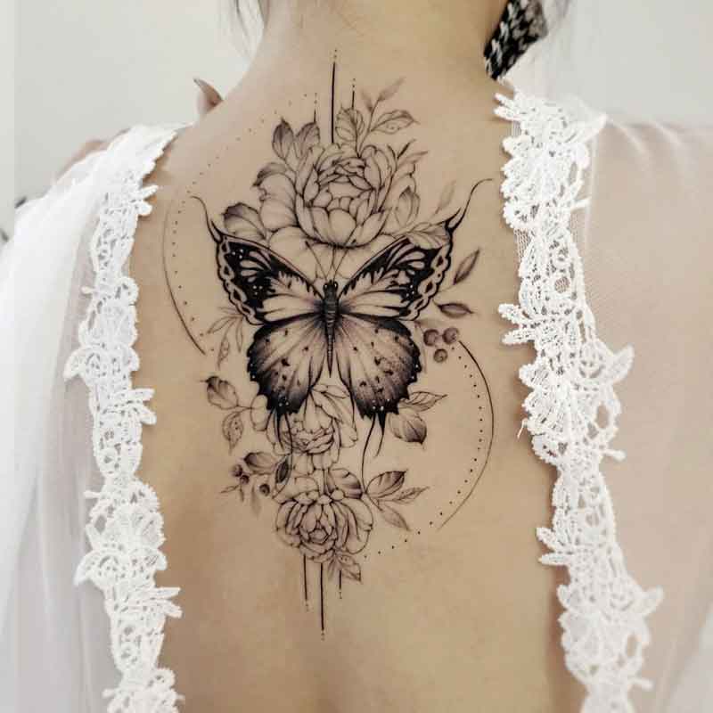 Butterfly Peony Tattoo 2