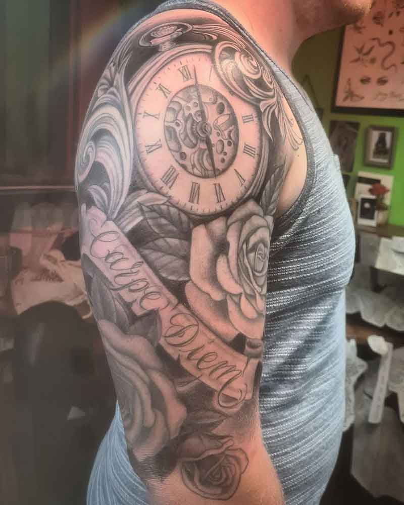 Carpe Diem Clock Tattoo 3