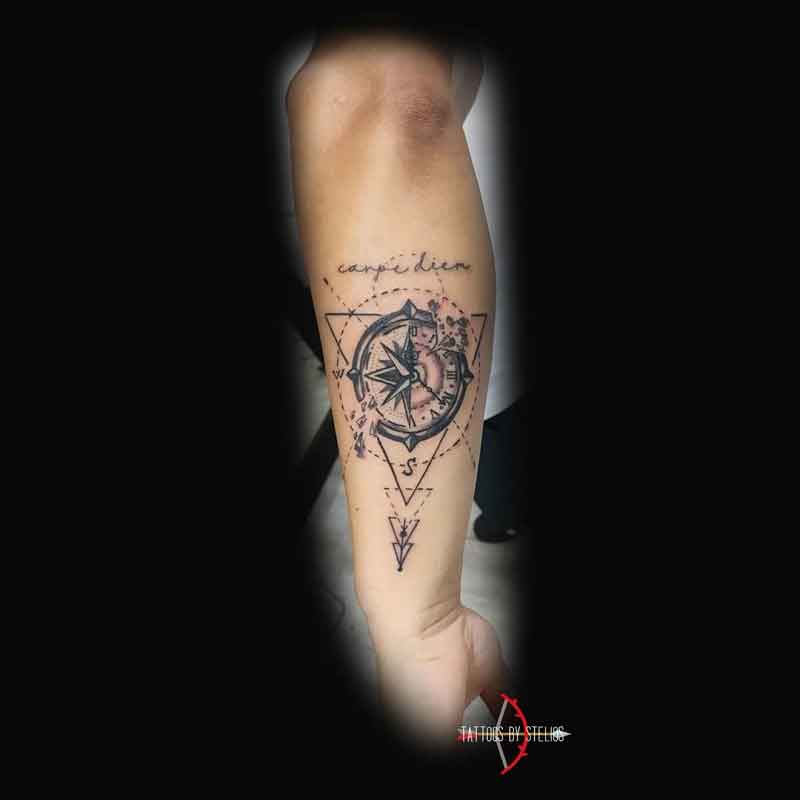 Carpe Diem Compass Tattoo 1