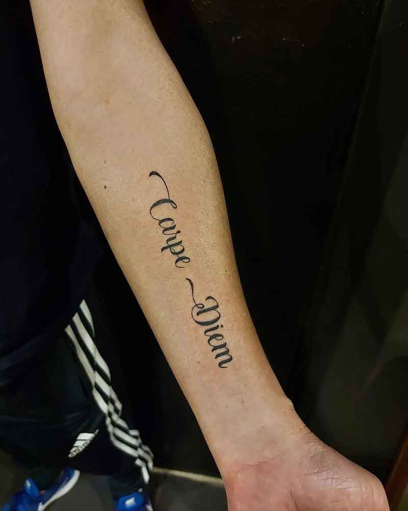 Carpe Diem Cursive Tattoo 3