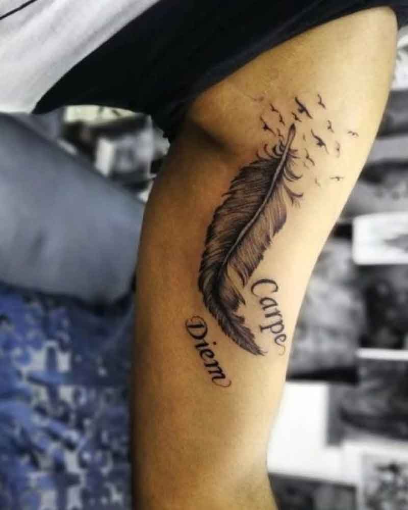 Carpe Diem Feather Tattoo 2