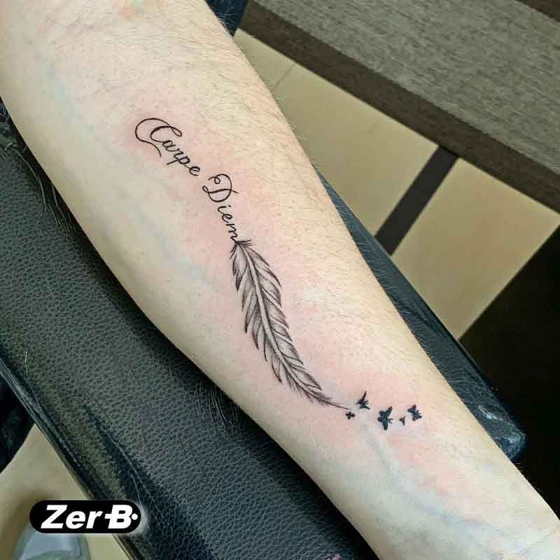 Carpe Diem Feather Tattoo 3