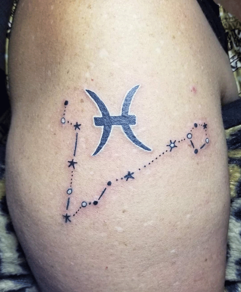 Pisces constellation tattoo on the collarbone  Tattoogridnet