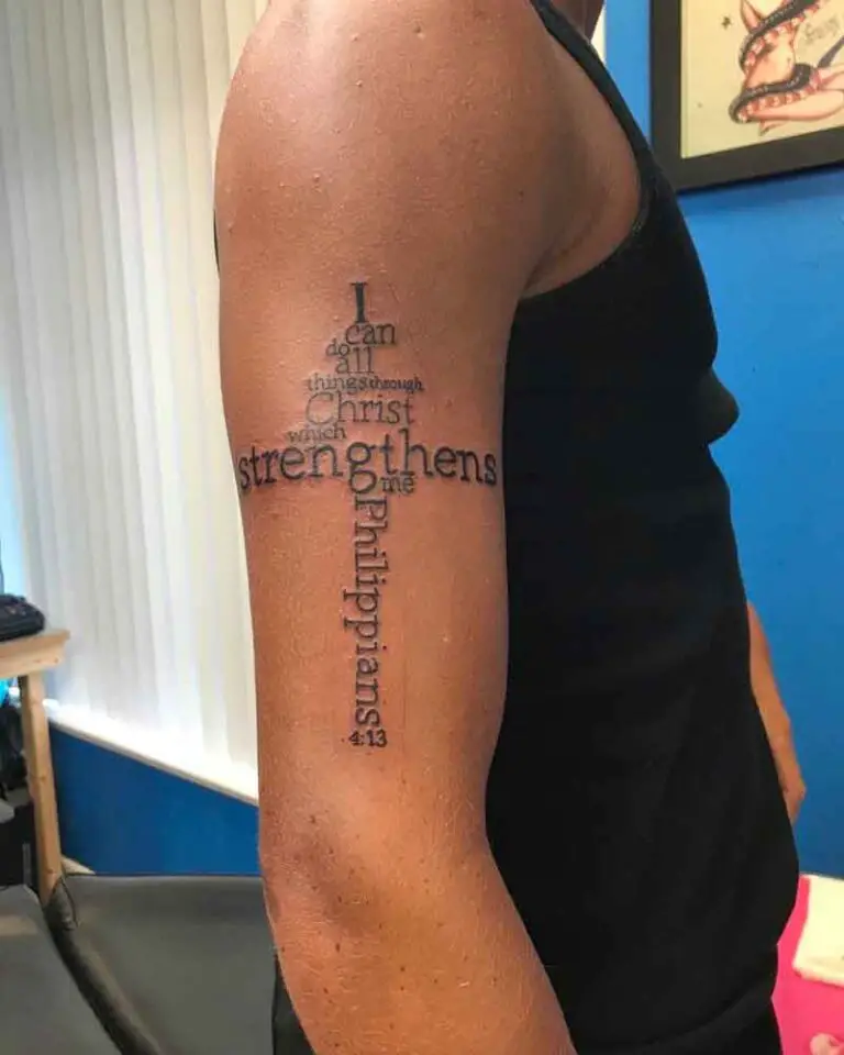 76 Meaningful Strength Tattoo Ideas You Need To See Cross Strength Tattoo 2 768x960