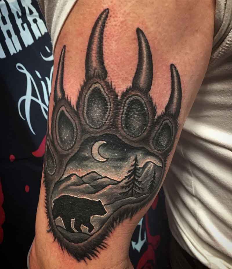 Dark Hair Bear Paw Tattoo 2