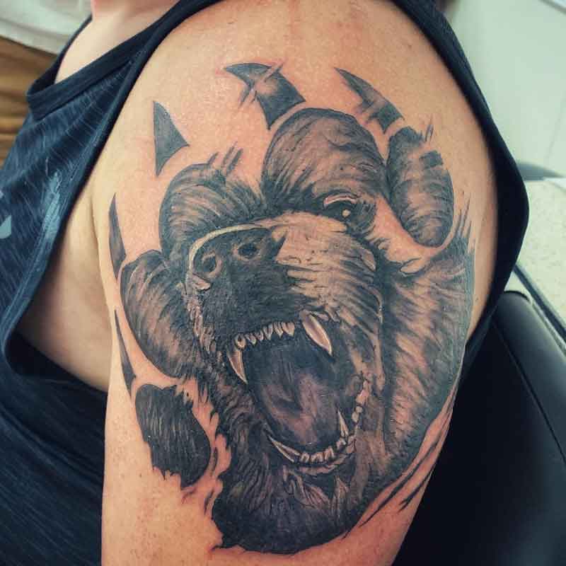 Dark Hair Bear Paw Tattoo 3