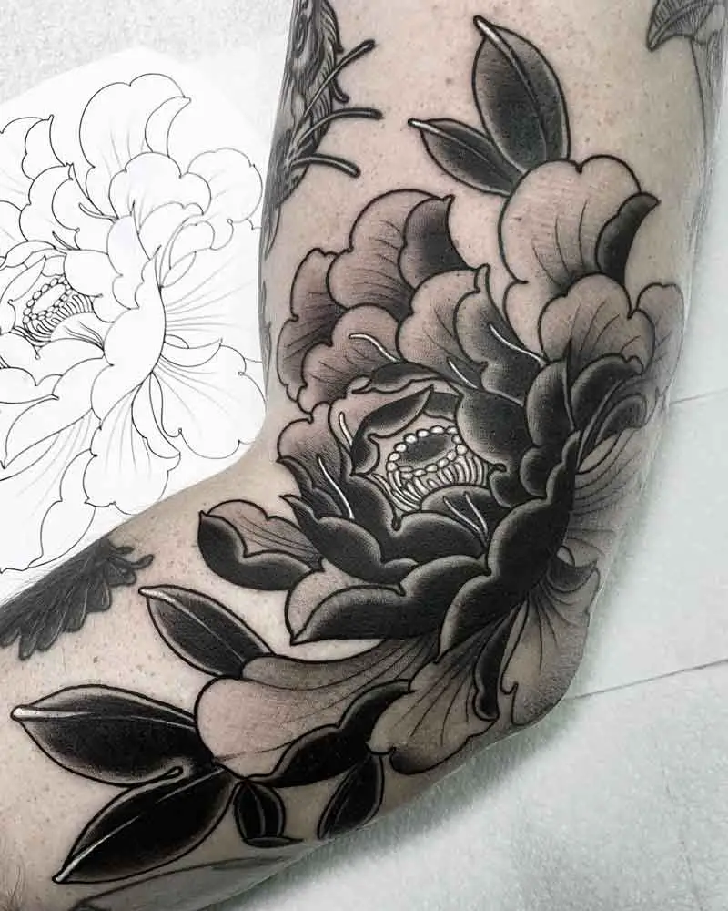 Dark Peony Tattoo 2