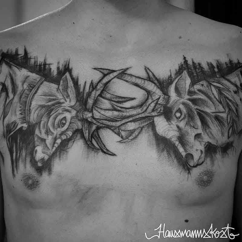 Fighting Deer Tattoo 2