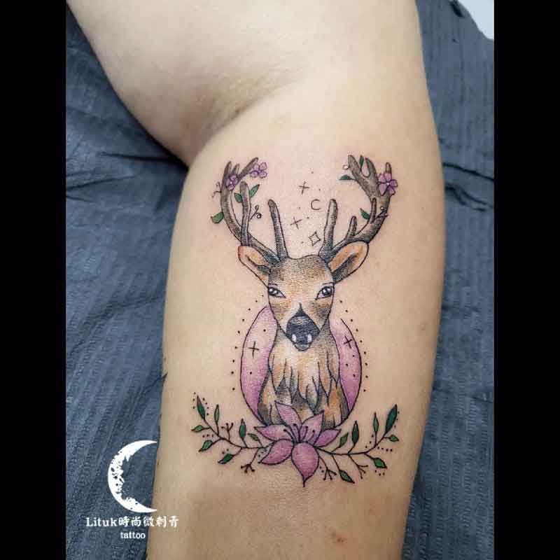Floral Deer Tattoo 3