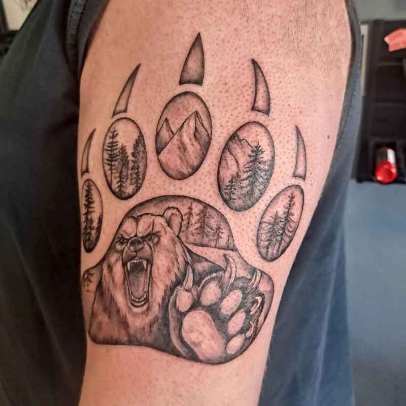 Forest Bear Paw Tattoo 3