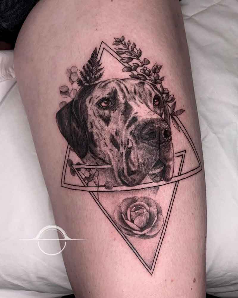 geometric rainbow dog  tattoo design