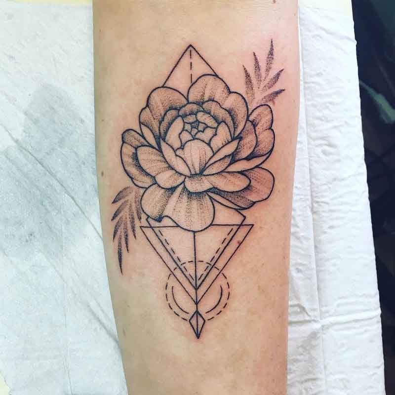 Geometric Peony Tattoo 1