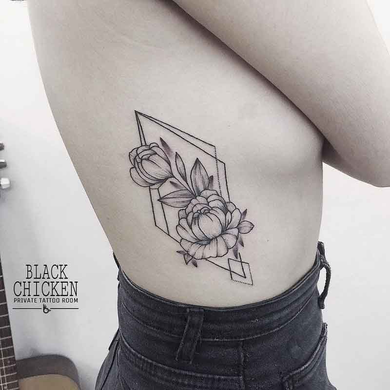 Geometric Peony Tattoo 2