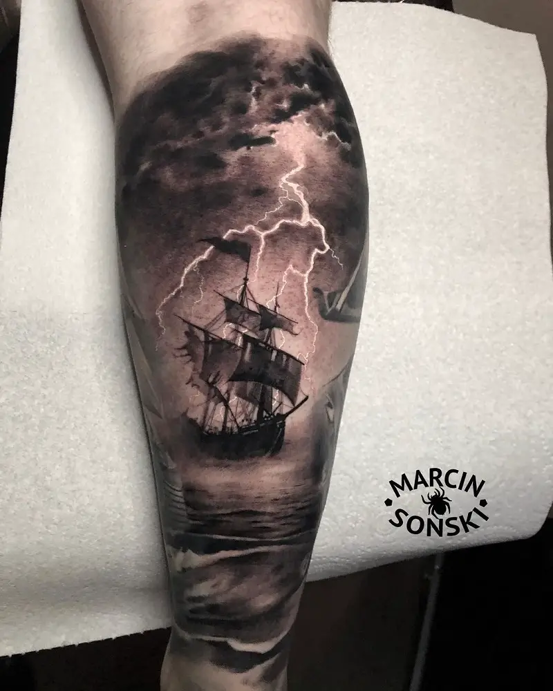 Ghost Pirate Ship Tattoo 1