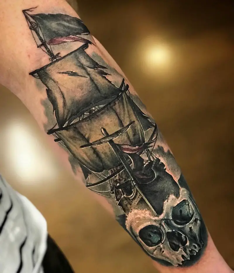 Ghost Pirate Ship Tattoo 2