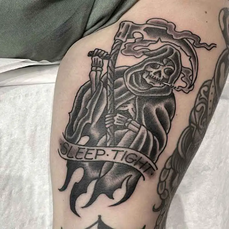 Grim Reaper Bicep Tattoo 3