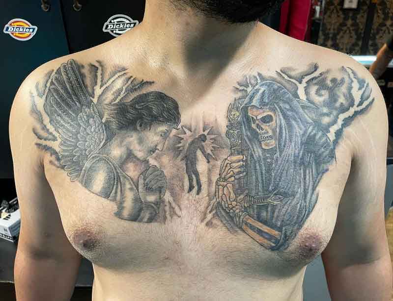 Grim Reaper Chest Tattoo 3