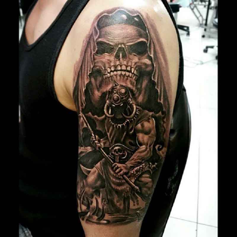 Grim Reaper Face Tattoo 3