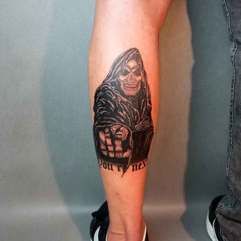 Grim Reaper Leg Tattoo 2