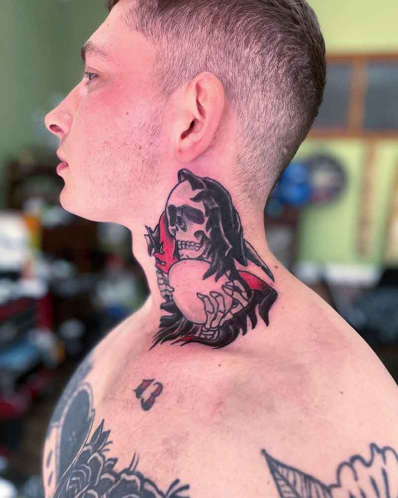 Grim Reaper Neck Tattoos 1