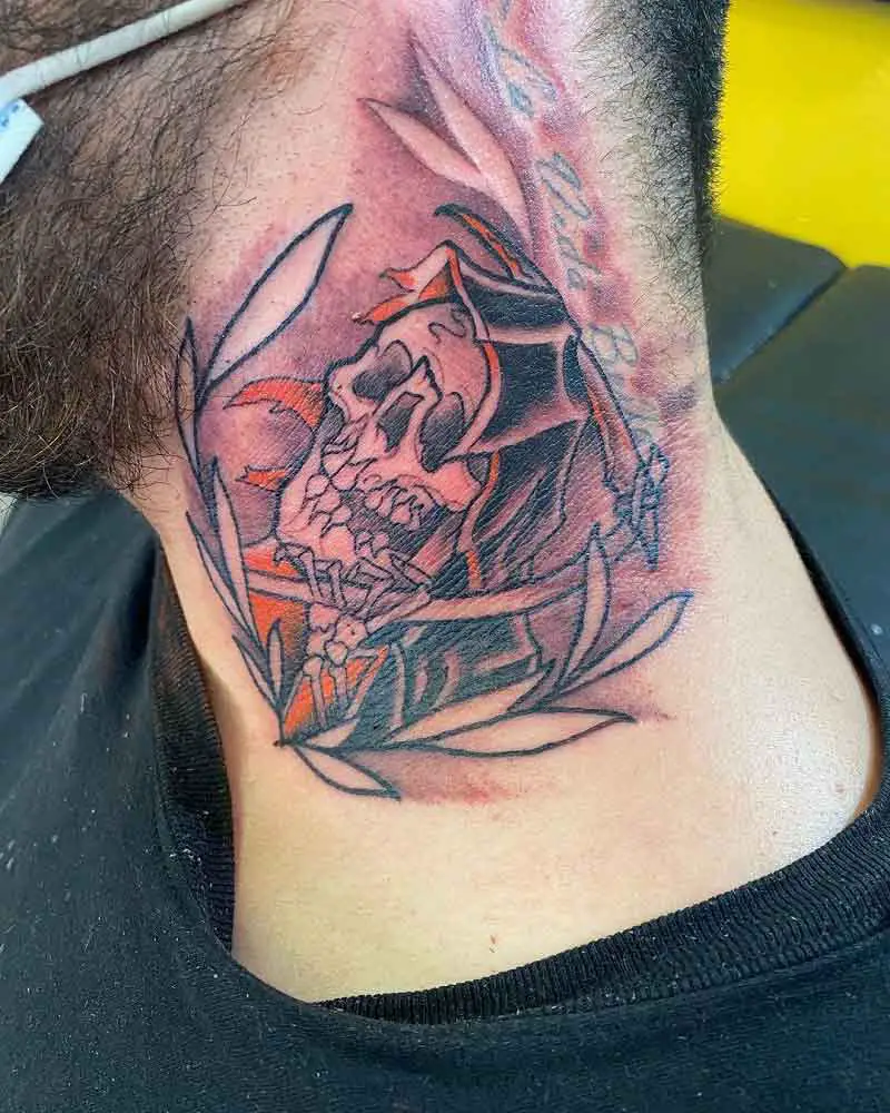 Grim Reaper Neck Tattoos 2