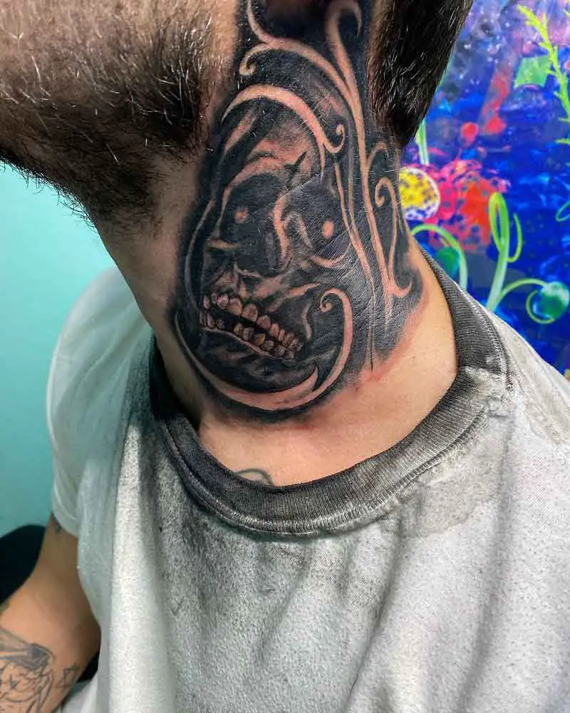 Grim Reaper Neck Tattoos 3