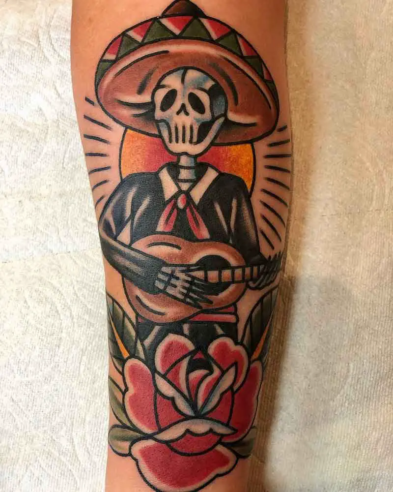 Grim Reaper Paying Guitar Tattoo 3