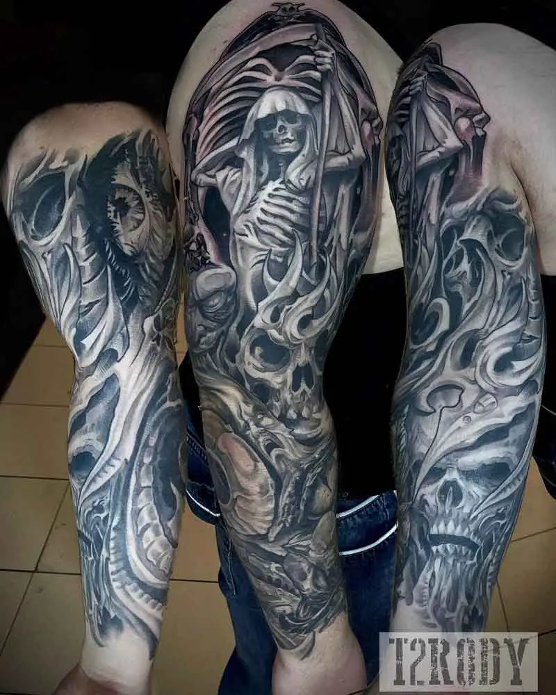 Grim Reaper Sleeve Tattoo 2