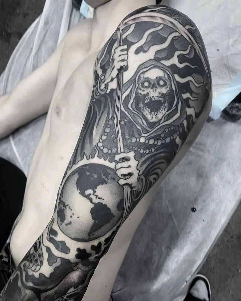 Grim Reaper Sleeve Tattoo 3