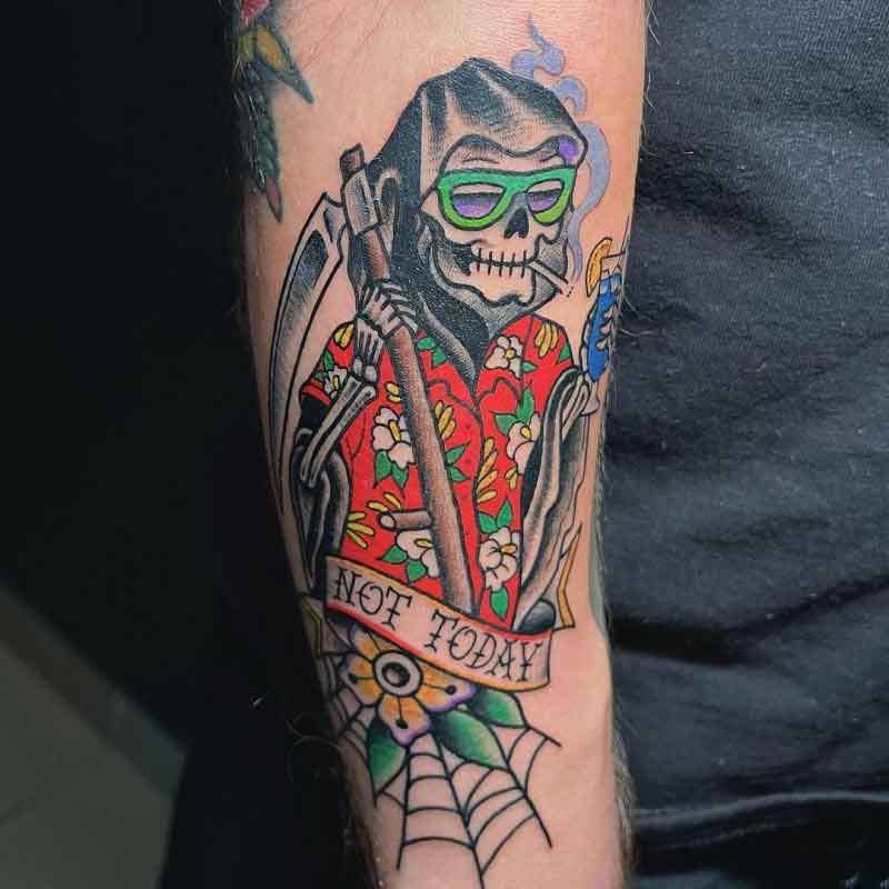 Grim Reaper Smoking Tattoo 1