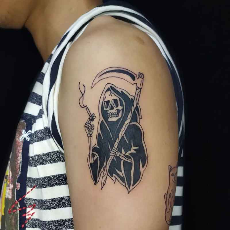 Grim Reaper Smoking Tattoo 2