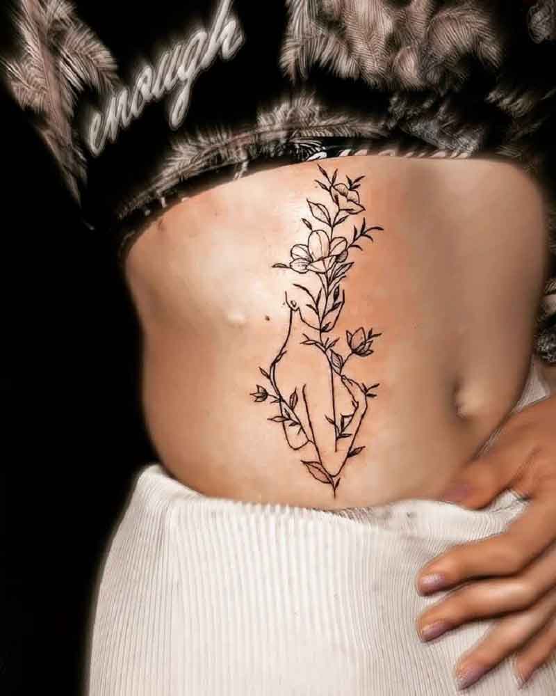 Minimalist Peony Tattoo 1