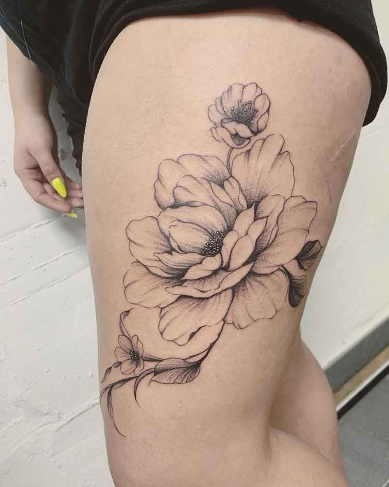 Minimalist Peony Tattoo 2