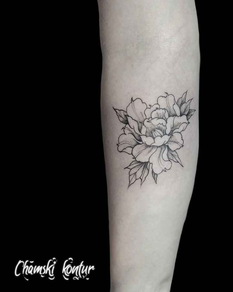 Minimalist Peony Tattoo 3