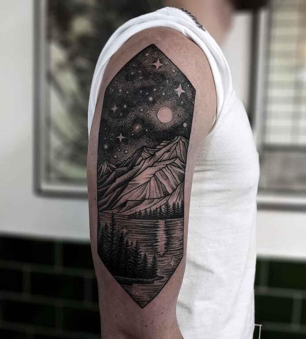 Mountain And Ocean Tattoo 1