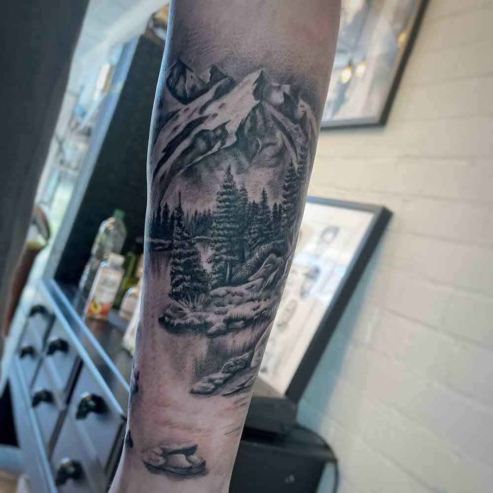 Mountain And Ocean Tattoo 3