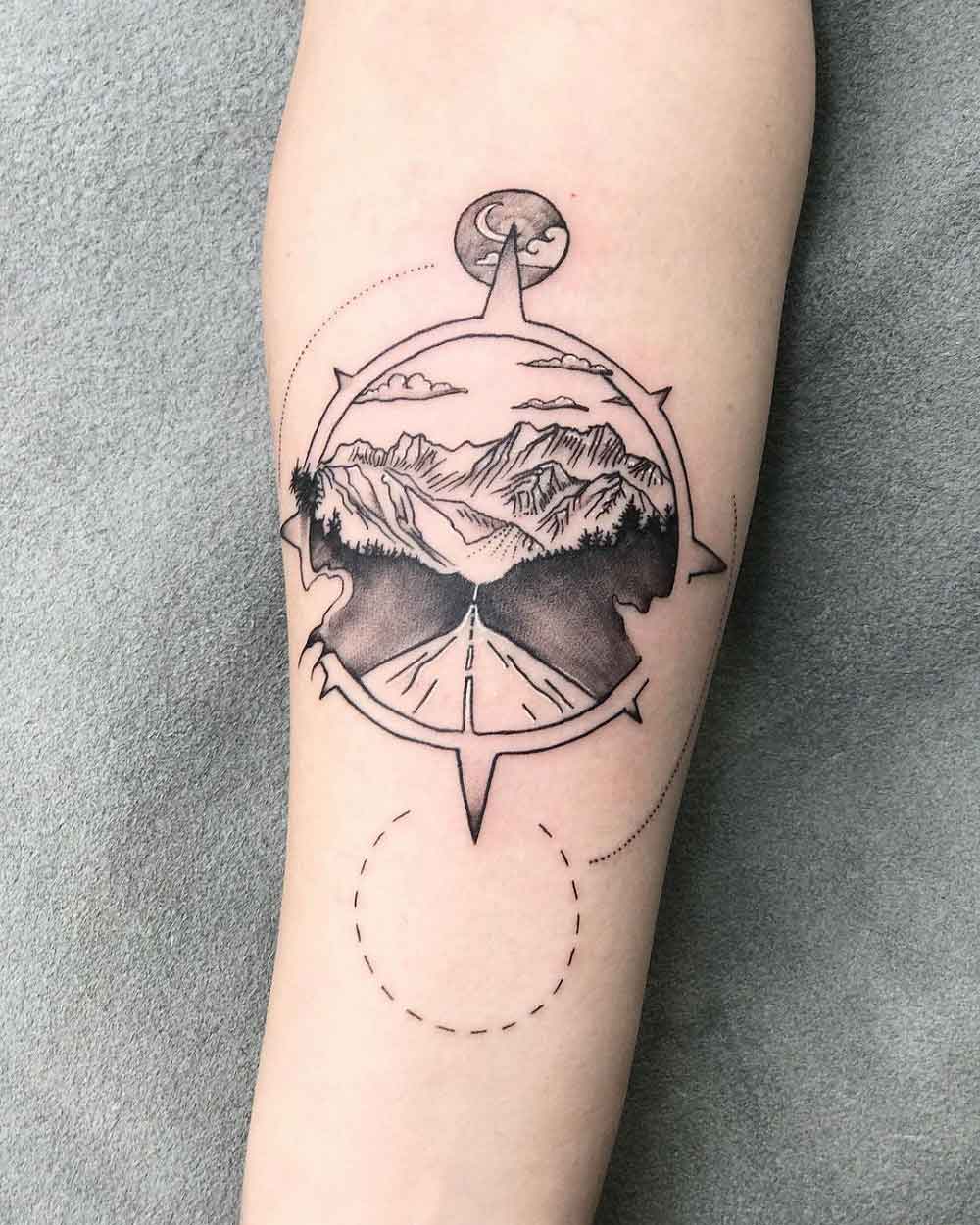 Mountain Compass Tattoo 3