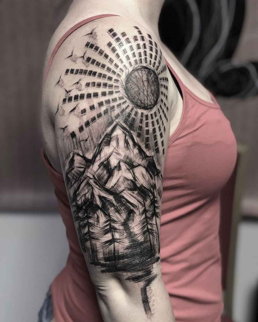 Mountain Shoulder Tattoo 3