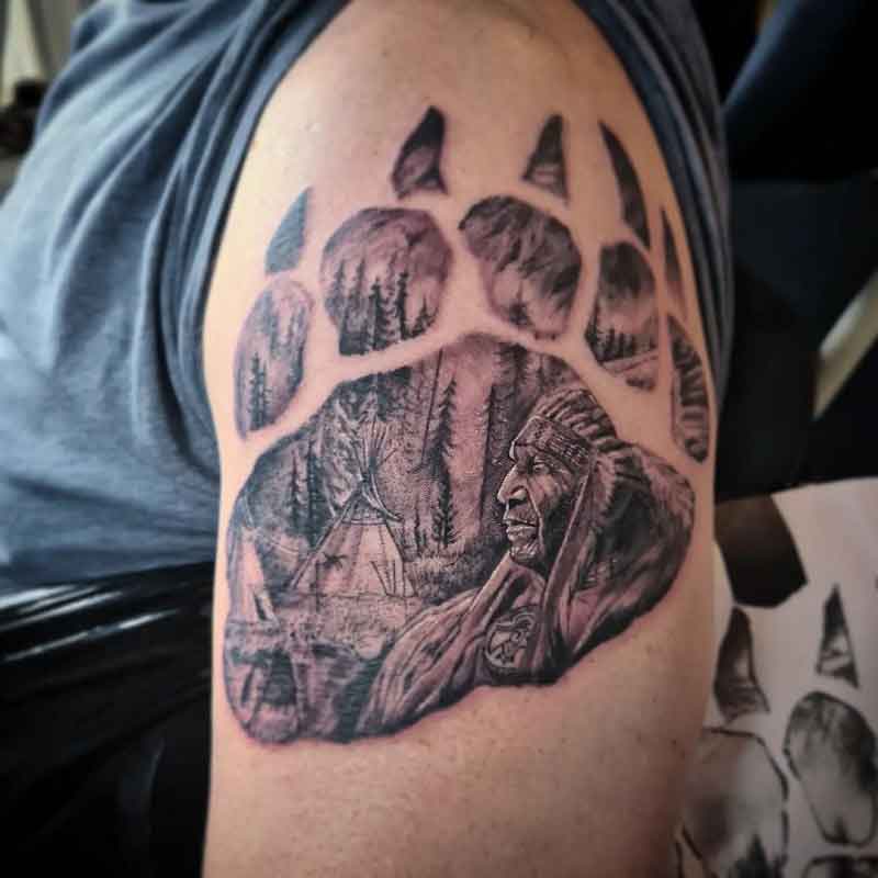 Native American Bear Paw Tattoo 1