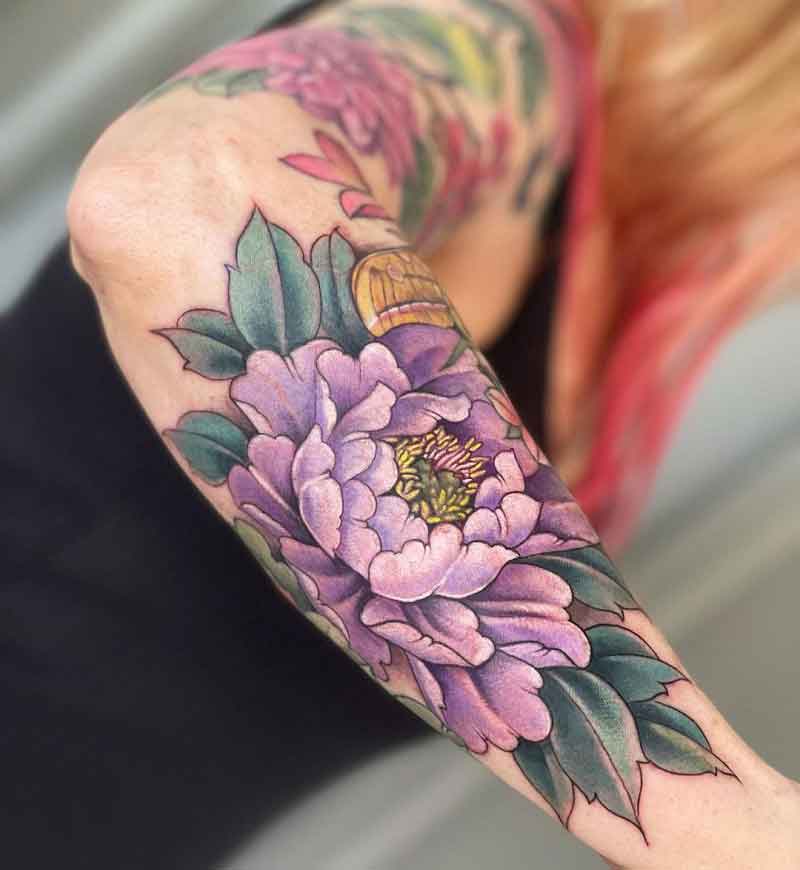 Open Peony Tattoo 1