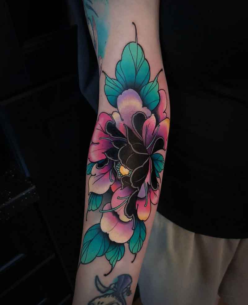 Open Peony Tattoo 2