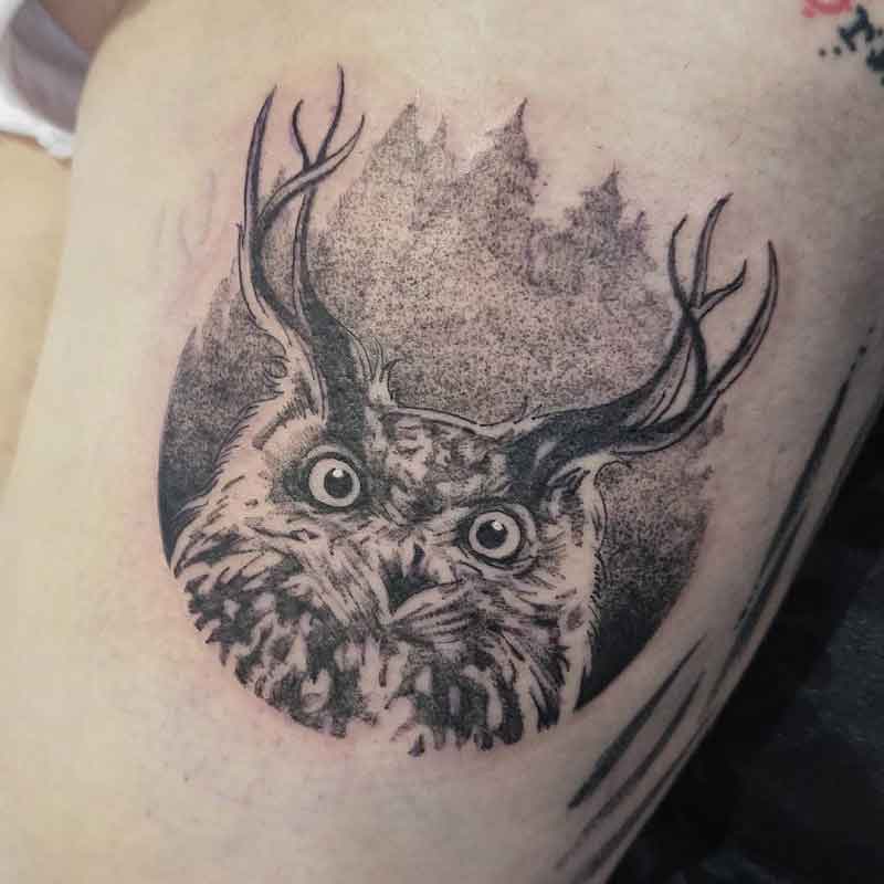 Owl Deer Tattoo 2