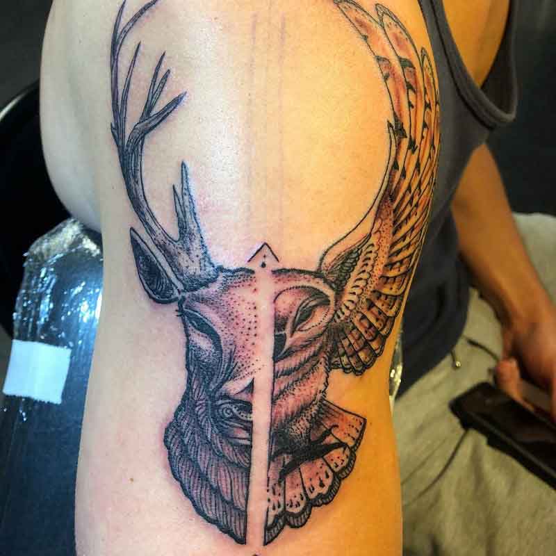 Owl Deer Tattoo 3