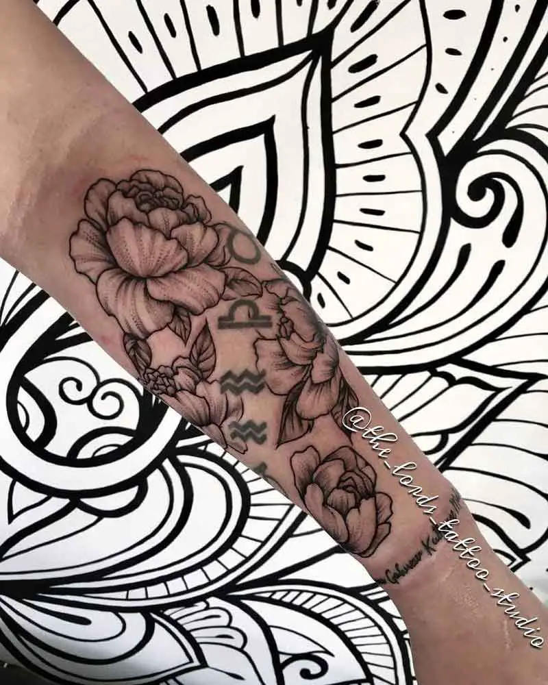 Peony Dotwork Tattoo 2