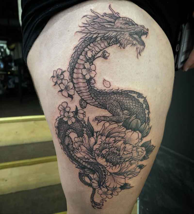 Peony Dragon Tattoo 1